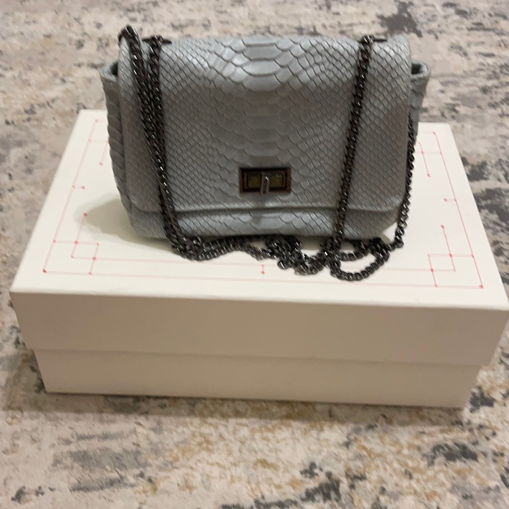 Italian Sky Blue Leather Purse